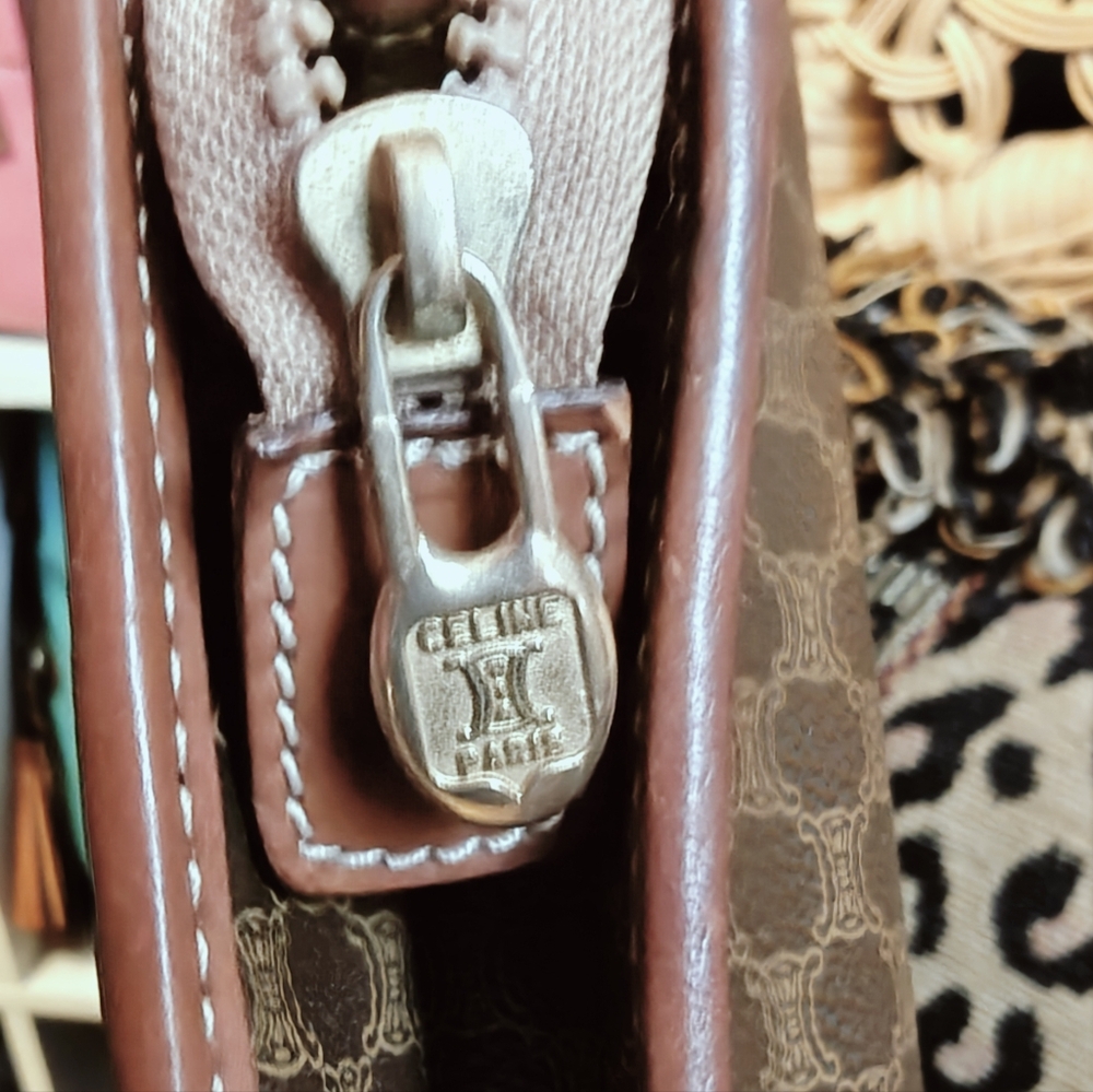 Celine Brown Monogram Leather-Trim Briefcase - Picture 16 of 16